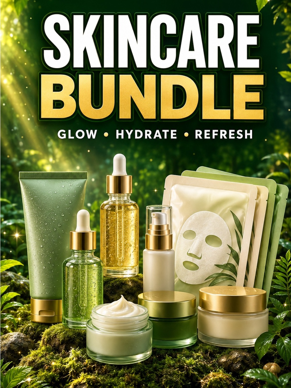 A Skincare Bundle - Glow Hydrate Refresh (Green & Gold)